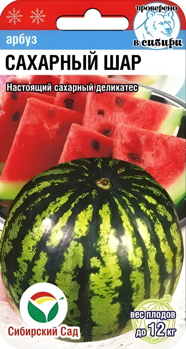 Арбуз Сахарный шар, 5 шт. Сибирский сад.